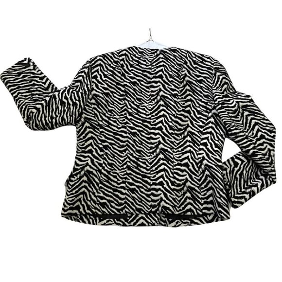 Louben Moto Zebra Print Wool Blend Womens Jacket Size 10  Asymmetric Zipper - Picture 14 of 16